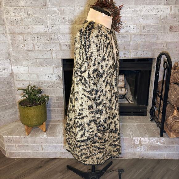 Democracy Open Front Animal Print Cardigan Size Large Bell Sleeves Pockets - Picture 3 of 10